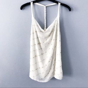 Express cowl neck spaghetti strap sequin top